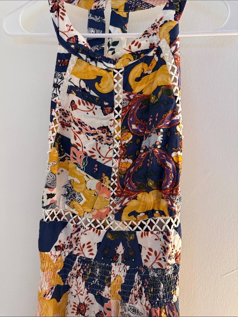 Jaase Mixed Floral Halter Maxi Dress in Yellow, Navy and Cream